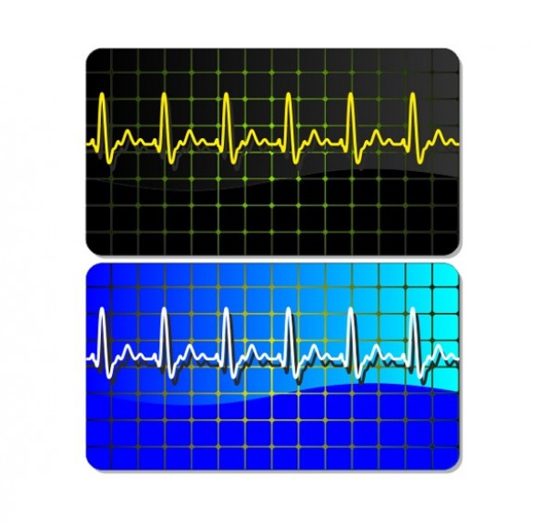 2 Electrocardiogram Business Card Set web vector unique ui elements stylish quality pulse original new interface illustrator high quality hi-res HD grid graphic graph fresh free download free eps elements electrocardiogram download detailed design creative cdr card business card blue black background ai   