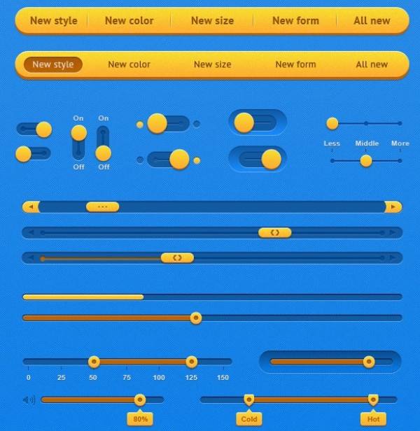 40+ Awesome Bright Web UI Elements Kit PSD yellow web variety of buttons unique ui set ui kit ui elements ui toggles switches stylish sliders set radio buttons quality psd progress bars player original new navigation menus navigation modern menu kit interface input fields hi-res HD fresh free download free elements download detailed design creative clean check boxes bright blue 3d   