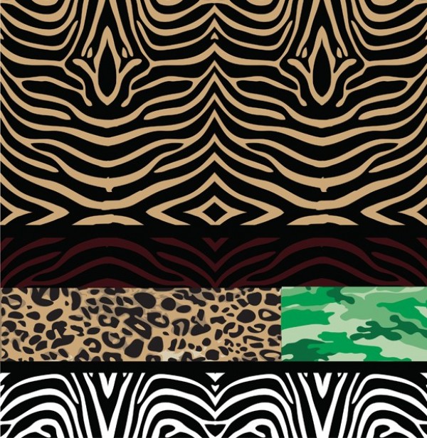 5 Wild Animal Patterns Vector Set zebra wild animal web vector unique ui elements tiger stylish set seamless quality pattern original new leopard interface illustrator high quality hi-res HD graphic fresh free download free eps elements download detailed design creative camouflage background ai   