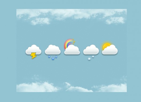 5 Weather Climate Clouds Icons Set PSD web weather icons weather unique ui elements ui sunny stylish snow set rainbow rain quality psd original new modern lightning interface icons hi-res HD fresh free download free elements download detailed design creative clouds cloud icons climate clean   