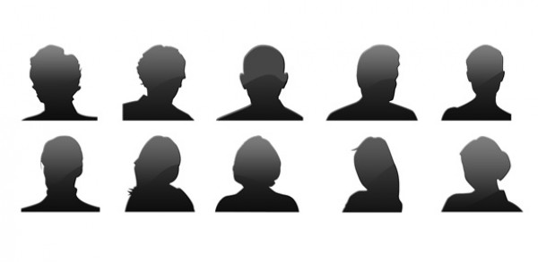 10 Avatar Icon Silhouettes Set PSD web user unique ui elements ui stylish simple quality original new modern interface icons hi-res head silhouette head icons head HD fresh free download free elements download detailed design creative clean avatars   