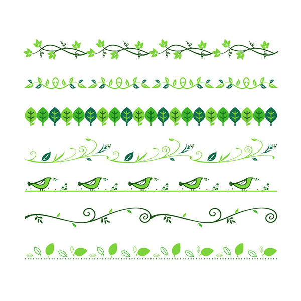 7 Nature Leaves Floral Dividers Borders Set vector spring set nature leaves ivy green free download free floral dividers borders birds   