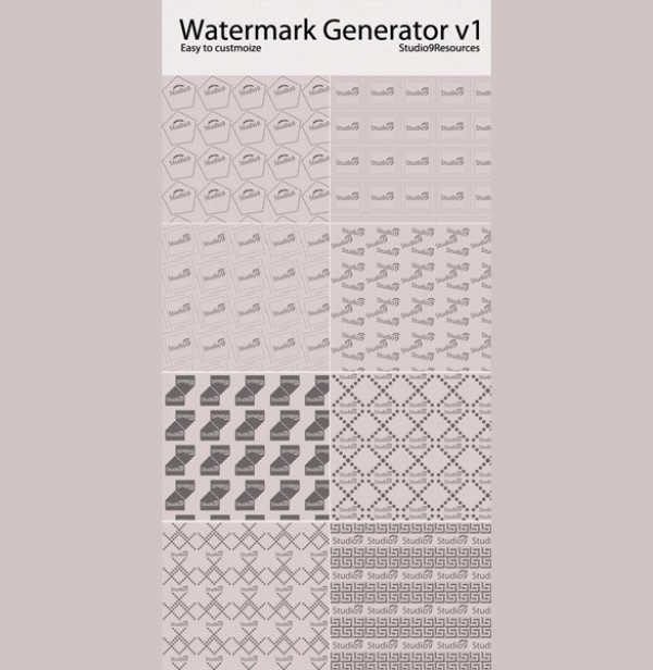 8 Customizable Watermarks Generator Set PSD web watermark generator watermark unique ui elements ui stylish quality psd original new modern interface instructions hi-res HD fresh free download free elements download detailed design creative clean   