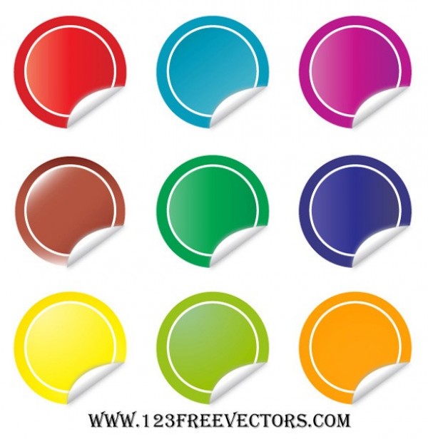 Round Colorful Curled Stickers Vector Set web vector unique ui elements stylish stickers round quality plain original new interface illustrator high quality hi-res HD graphic fresh free download free elements download detailed design curled stickers curled curl creative colors colorful   