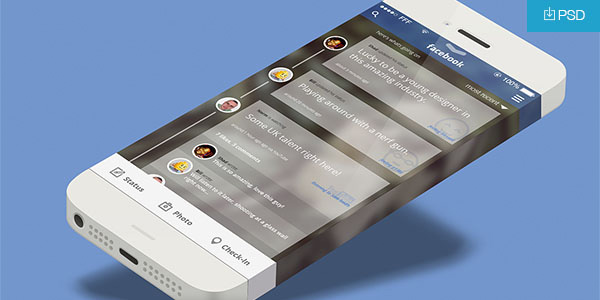 iOS7 Mobile Facebook App Concept ui elements messages ios7 facebook app ios7 ios 7 free download free facebook download dirty concept app   