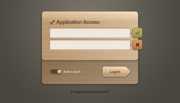 Polished Wooden Login Form Interface PSD wooden login form wooden wood login form wood web unique ui elements ui tooltips stylish smooth signin quality panel original new modern login form login interface hi-res HD fresh free download free form elements download detailed design creative clean box access   