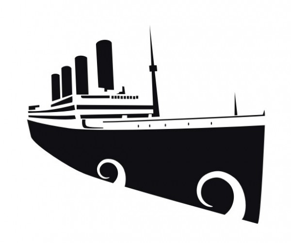 Titanic Silhouette Vector Illustration web waves vector unique ui elements Titanic stylish silhouette ship quality original new interface illustrator illustration high quality hi-res HD graphic fresh free download free eps elements download detailed design creative cdr boat black anniversary ai   