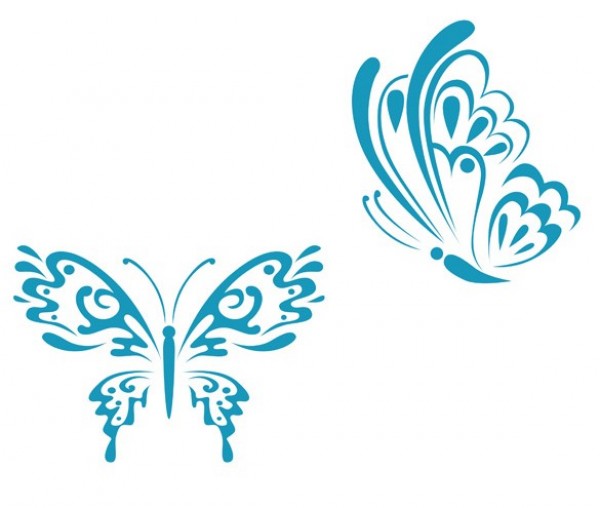 2 Pretty Blue Tattoo Style Butterfly Vectors web vector unique ui elements tattoo stylish set quality pdf original new jpg interface illustrator high quality hi-res HD graphic fresh free download free eps elements download detailed design creative butterfly butterflies blue   
