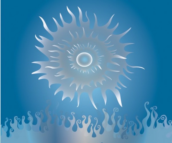 Fantasy Flower & Flame Blue Vector Background web vector unique stylish quality original illustrator high quality graphic fresh free download free flower flame fire fantasy download design creative blue background ai abstract   