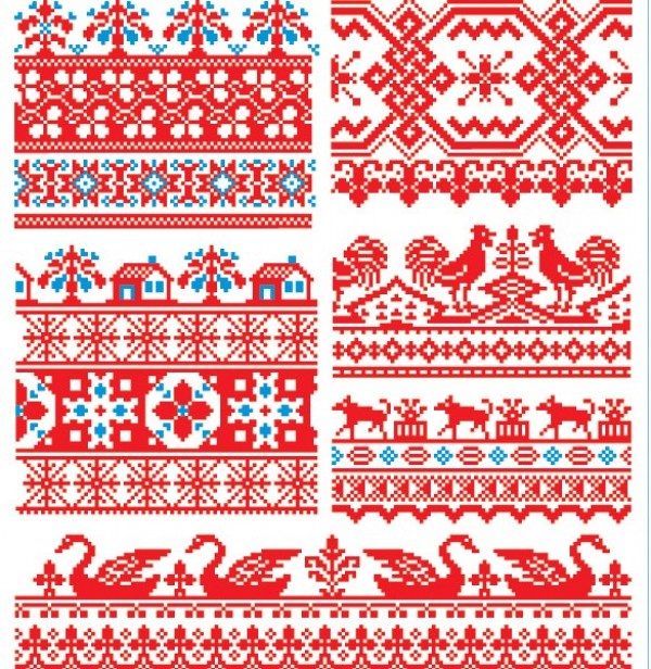 Traditional Russian Design Vector Patterns Set web vector unique ui elements traditional stylish russian quality patterns original new motifs lion interface illustrator horses high quality hi-res HD graphic fresh free download free flowers floral embroidery elements download detailed design creative border   