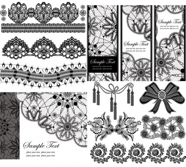 Quality Lace Vector Collection web vector unique ui elements trim stylish shoe quality original new lacy lace interface illustrator high quality high heel shoe hi-res HD graphic fresh free download free elements download detailed design decorations creative card borders banners   