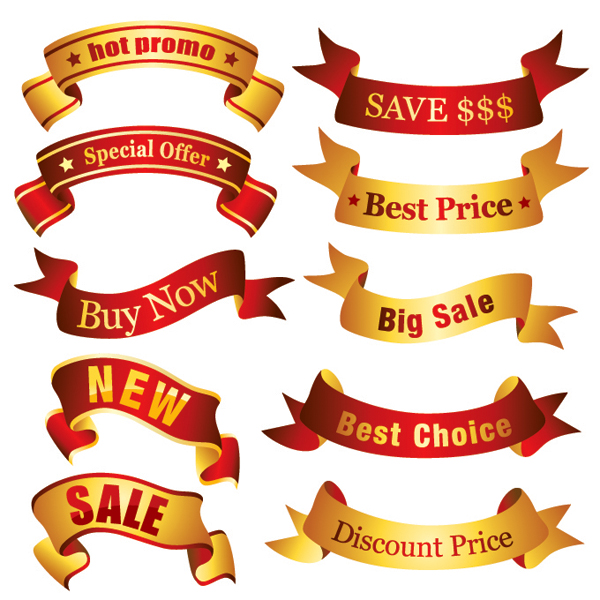 10 Streamer Ribbon UI Banners Set vector streamer set sale ribbons ribbon banner red promotion promo gold free download free feature discount buy now best price banner   