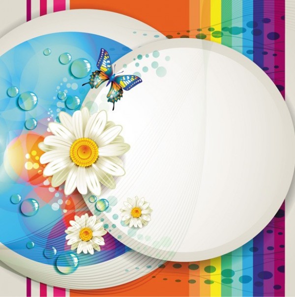 Rainbow Floral Butterfly Abstract Vector Background web vector unique text stylish striped stripe rainbow quality original message illustrator high quality graphic fresh free download free flowers floral eps download design creative circles butterfly butterflies background   