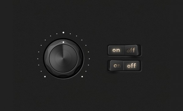 Dark Control Knob & On/Off Switches Set PSD web unique ui elements ui switch stylish round quality psd original on/off switch on off new modern interface hi-res HD glossy fresh free download free elements download detailed design dashboard dark creative control knob clean buttons black   
