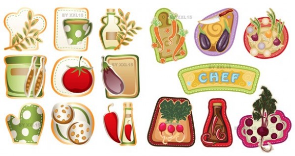 16 Country Kitchen Cooking Vector Stickers web vegetable label unique ui elements ui stylish stickers simple set quality original new modern labels kitchen interface icons hi-res HD fresh free download free elements download detailed design creative country kitchen cooking clean   