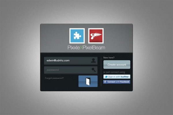 Creative Login/Register Box PSD web unique ui elements ui stylish register quality psd original new modern login box login interface hi-res HD fresh free download free form elements download detailed design dark creative clean box   