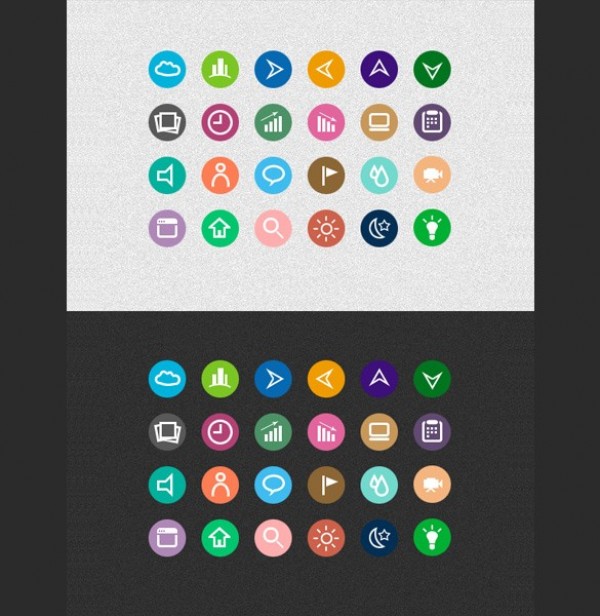 24 Simple Round Flat Icons Set PSD web useful unique ui elements ui stylish set round quality psd original new modern interface icons hi-res HD fresh free download free flat elements download detailed designer design creative clean   