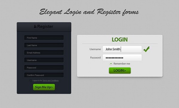 Professional Register and Login Forms Set PSD web unique ui elements ui stylish signup registration form registration register form register quality psd original new modern modal login form login box light interface hi-res HD fresh free download free form field elements download detailed design dark creative clean box   