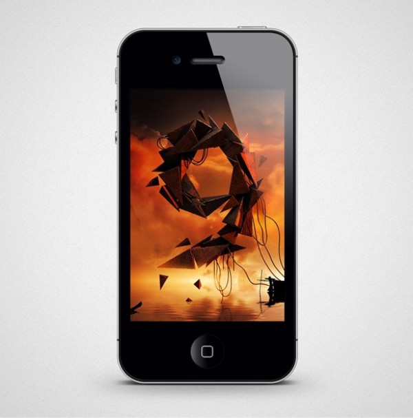 Shiny Black iPhone 4S Graphic PSD web unique ui elements ui stylish realistic quality psd original new modern iphone 4s iphone 4 iphone interface hi-res HD fresh free download free elements download detailed design creative clean black   
