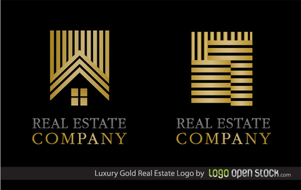 2 Luxury Gold Real Estate Logotypes Set real estate luxury logotypes logos logo house home gold free logos free download free black   