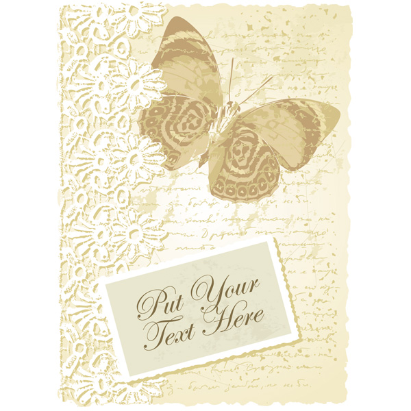 Butterfly and Lace Vintage Card Background vintage victorian vector script romantic lace label free download free card butterfly background   