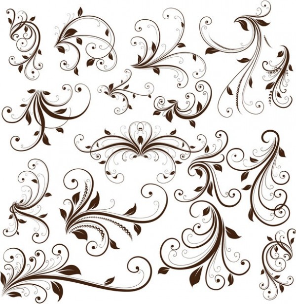 Lovely Floral Swirl Decorative Vector Elements web vector unique ui elements swirl stylish quality ornaments original new interface illustrator high quality hi-res HD graphic fresh free download free flourish floral elements floral elements download detailed design decorations creative   
