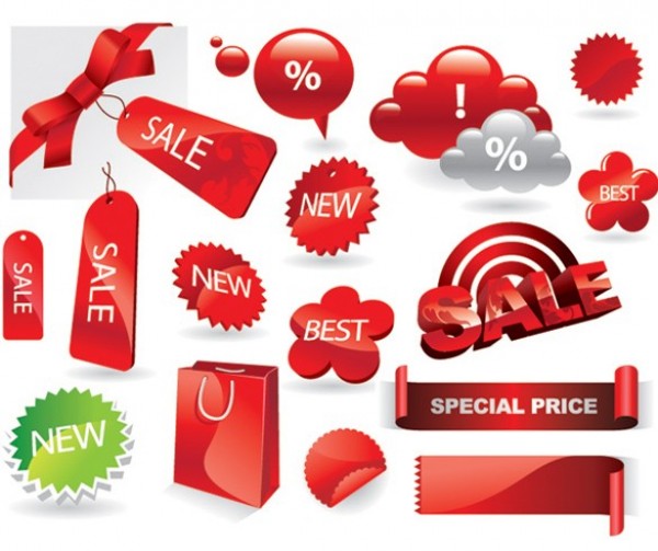 Ecommerce Discount Sales Tags & Labels Set web vector unique ui elements tags stylish signs set sales ribbon red quality price tags pack original new labels interface illustrator high quality hi-res HD graphic fresh free download free eps elements ecommerce download discount detailed design creative corner banner badge   