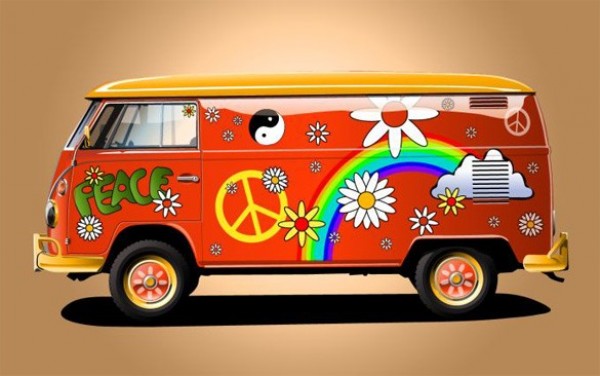 Too Cool Red Hippie Van Vector Graphic yin yang web volkswagon vector van unique stylish seventies red rainbow quality peace original love illustrator hippie van hippie high quality graphic generation fresh free download free flowers download design creative 70's   