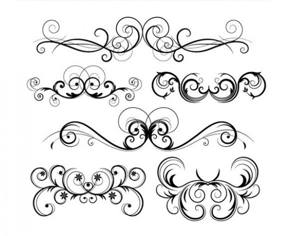 Silhouette Vector Floral Swirls Elements web vector unique ui elements swirls stylish shapes set quality ornaments original new interface illustrator high quality hi-res HD graphic fresh free download free flourish floral eps elements download detailed design decorative decorations creative   