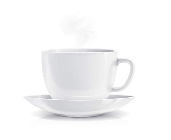 Simple White Cup & Saucer with Steam Vector vector teacup steam realistic free cup and saucer cup coffee cup   