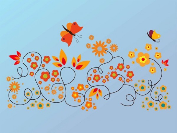 Floral Summer Butterfly Abstract Background web vector unique ui elements swirls summer stylish quality pdf original orange new interface illustrator high quality hi-res HD graphic fresh free download free floral background elements download detailed design creative butterfly butterflies blue background ai abstract   