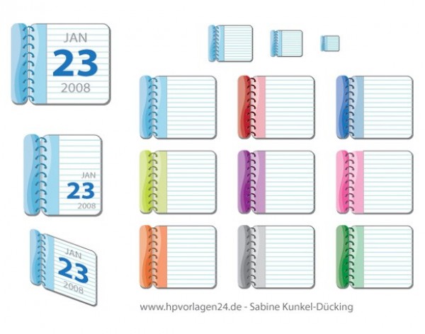 Sweet Notebooks and Calendar Vector Icons Set web vector unique ui elements stylish quality png original notebook new interface illustrator high quality hi-res HD graphic fresh free download free eps elements download detailed design daytimer creative colors calendar agenda   