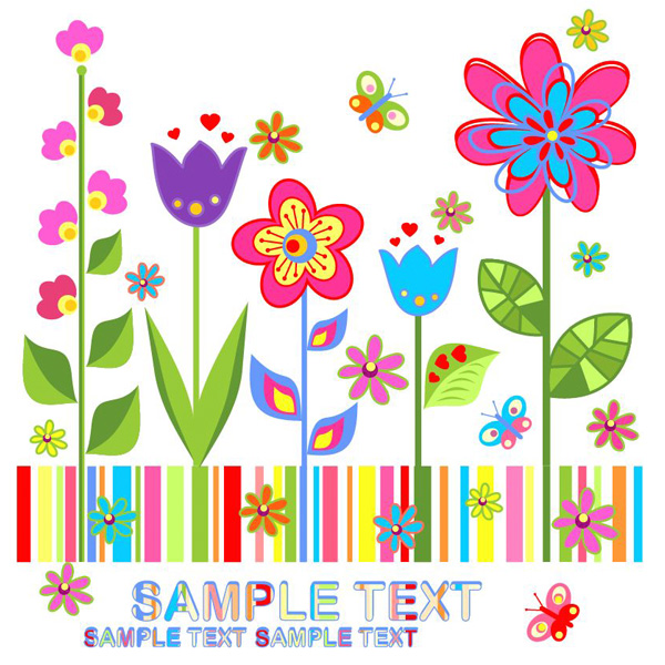 Colorful Spring Floral Garden Background vector illustration garden free download free flowers flower garden floral colorful background art   