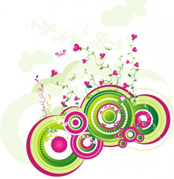 Pink Hearts Circles Abstract Vector Background web vector unique stylish spring quality pink hearts original love illustrator high quality hearts green graphic fresh free download free download design creative circles background abstract   