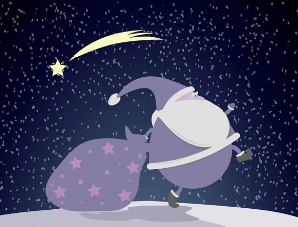 Jolly Santa Shooting Star Vector Background winter web vector unique ui elements stylish snowing snow shooting star santa quality purple original new interface illustrator high quality hi-res HD graphic fresh free download free elements download detailed design creative christmas cartoon background ai   