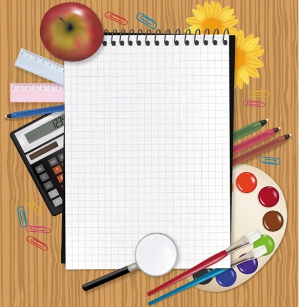 School Stationary Vector Set web vector unique ui elements stylish sticky notes stationery scissors ruler quality pen paper original new magnifying glass labels interface illustrator high quality hi-res HD graphic fresh free download free elements download detailed design creative colored pencils color palettes calculator apple   