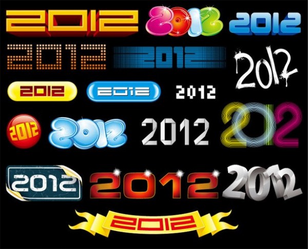 New Year 2012 Vector Banners & Font Set web vector unique ui elements stylish quality original number font new interface illustrator high quality hi-res HD graphic fresh free download free font elements download detailed design creative banner 2012 banner 2012   