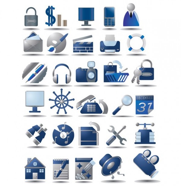 30 Blue/Grey Desktop Vector Icons Set web vector unique ui elements stylish quality original new interface illustrator icons high quality hi-res HD grey graphic fresh free download free eps elements download dock icons detailed desktop icons design creative blue   