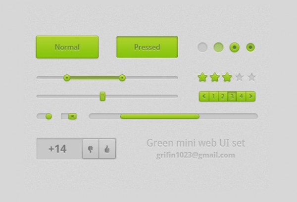 Clean Green Web UI Elements Kit PSD web unique ui set ui kit ui elements ui toggles thumbs up switches stylish star rating sliders set radio buttons quality psd progress bar pagination original new modern like kit interface hi-res HD green ui kit green fresh free download free elements download detailed design creative clean buttons   