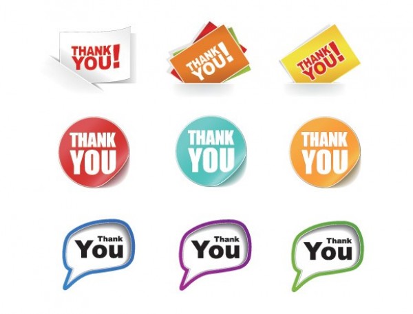 9 Colorful Thank You Stickers Vector Set web vector unique ui elements thank you sticker thank you stylish stickers set quality original new interface illustrator high quality hi-res HD graphic fresh free download free elements download detailed design creative   