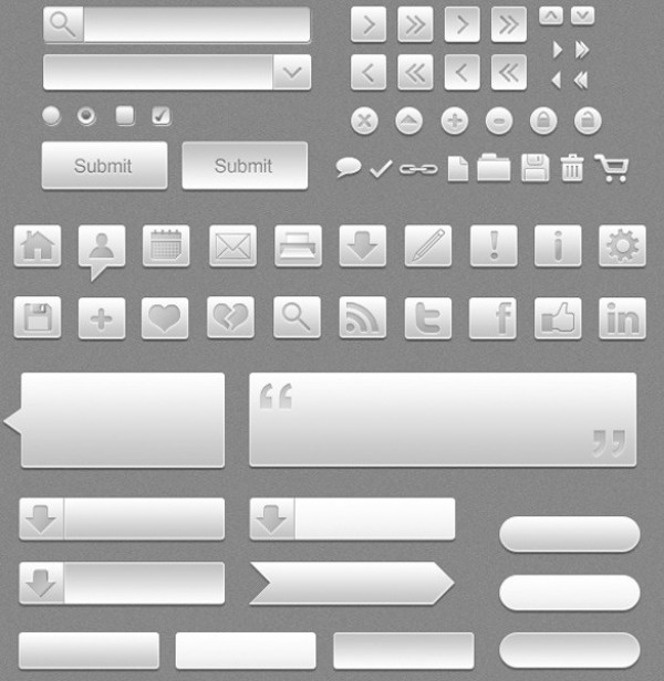 Awesome Grey Web UI Elements Kit PSD web ui kit web unique ui kit ui elements ui stylish sliders simple search field quality original new navigation modern menu interface input fields icons hi-res HD grey gray fresh free download free forms elements dropdown download detailed design creative clean buttons   