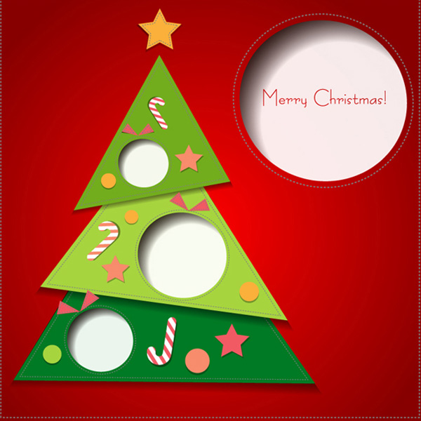 Creative Paper Christmas Tree Card vector tree paper merry christmas free download free christmas card candy cane abstract   