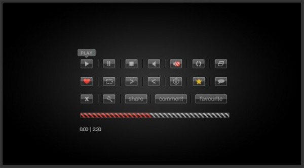 Black Glass Video Playback Buttons PSD web video player buttons unique ui elements ui stylish simple quality player original new music modern interface hi-res HD glossy glassy glass fresh free download free elements download detailed design creative clean black   