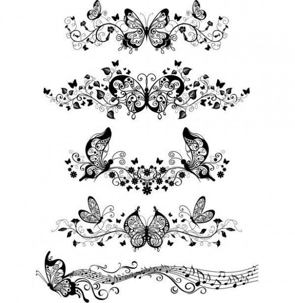 Decorative Butterfly Floral Vector Elements web vector unique ui elements stylish scroll quality outline ornamental ornament original new interface illustrator high quality hi-res HD graphic fresh free download free floral elements download detailed design decorative decoration creative butterfly butterflies   