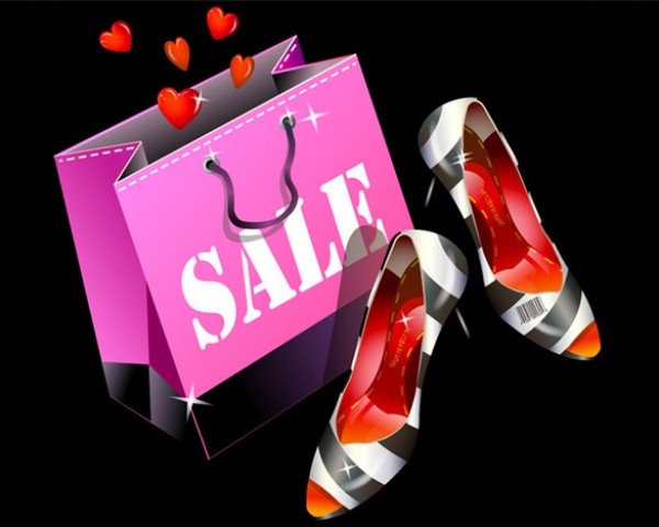 Shopping Bag with High Heels Vector Icon web vector unique ui elements stylish shopping bag shopping shoes red quality original new interface illustrator icons icon high quality high heels hi-res hearts HD graphic fresh free download free fashion elements ecommerce download detailed design creative barcode ai   