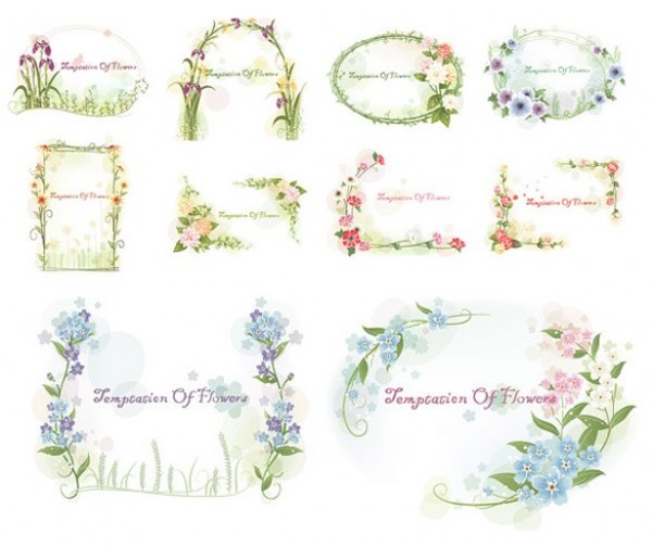 10 Spring Flowers Vector Frame Backgrounds web vector unique stylish spring romantic quality original illustrator high quality graphic garden fresh free download free frames flowers floral download design dainty creative card background   