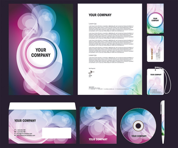 Business Identity Card Template Set vector templates tag stationary set presentation card pen package free download free CD cover business identity business card brochure abstract   