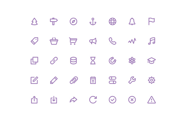 35 Purple Stroke Outline Web Icons Set stroke set purple pack outline line icons free flat   