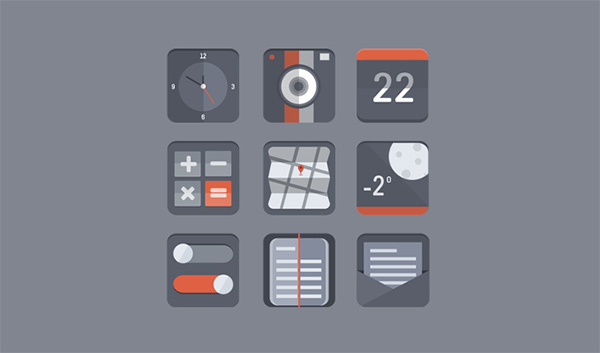 9 Rounded Flat Mobile Icons Set ui elements set rounded mobile icons grey gray free downloads free flat   