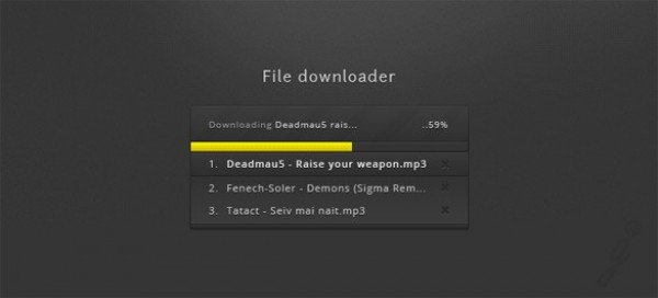 Dark Web File Downloader Interface PSD web unique ui elements ui stylish quality psd progress bar original new modern interface hi-res HD fresh free download free elements downloader download detailed design dark creative clean   